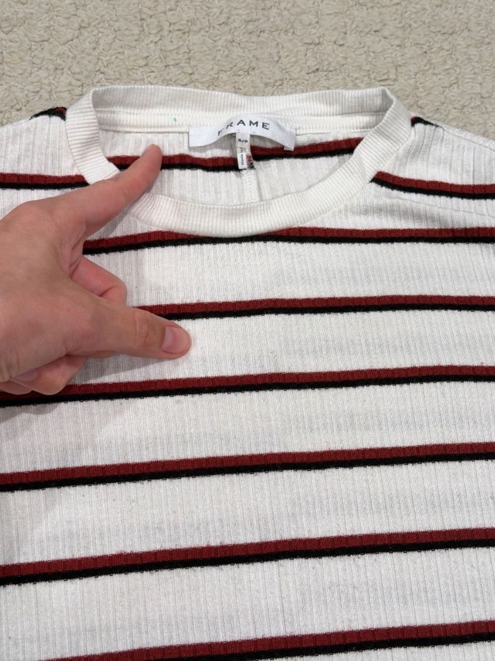 Frame Ribbed Striped Tee Size Small - Picture 3 of 6